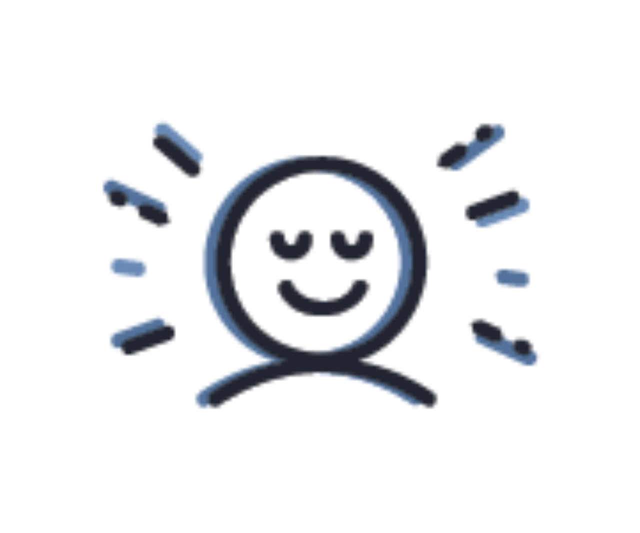 Simple line drawing of a smiling face with a circle around it on a white background