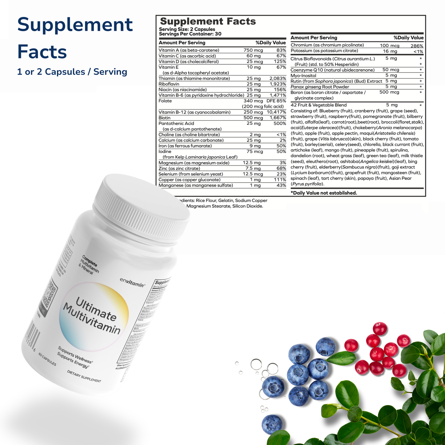Supplement Facts Panel. Take 2 Capsules Daily.